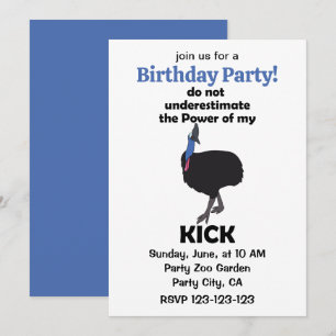 Cassowary Bird Kick Power Funny Birthday Party Invitation