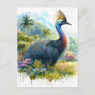 Cassowary Botanical Watercolor Portrait Postcard