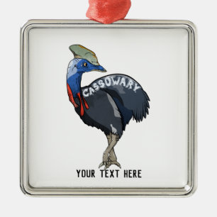 cassowary coloured woth text metal tree decoration