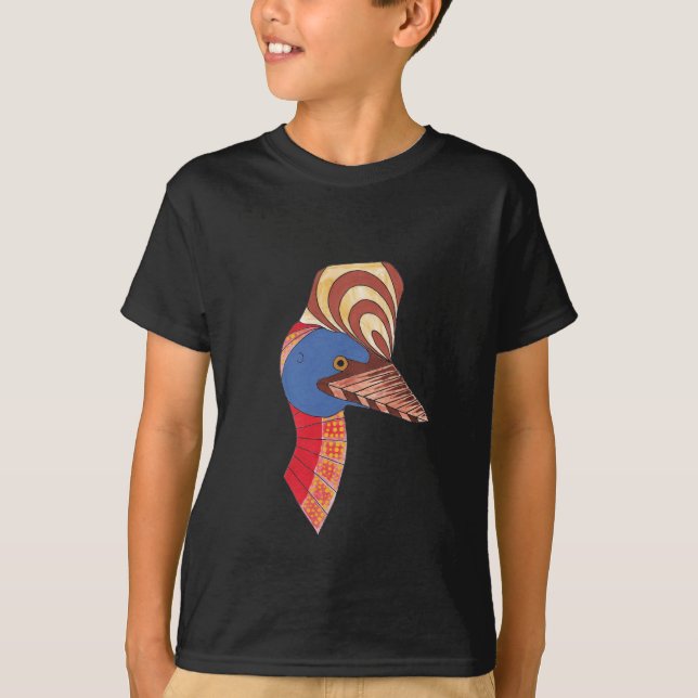 Cassowary Genuine Aboriginal Art T-Shirt (Front)