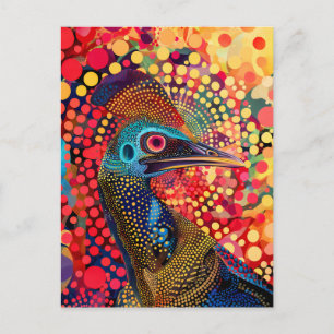 Cassowary in Aborigine Dot Art Style Postcard