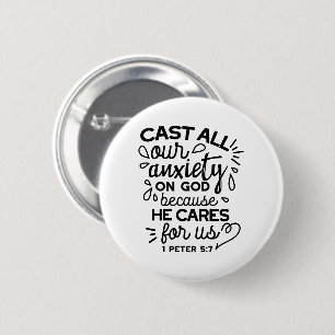 Cast All Your Anxiety – 1 Peter 5:7 Bible Verse 6 Cm Round Badge