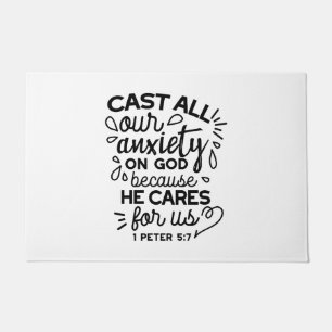 Cast All Your Anxiety – 1 Peter 5:7 Bible Verse Doormat