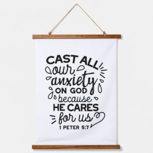 Cast All Your Anxiety – 1 Peter 5:7 Bible Verse Hanging Tapestry