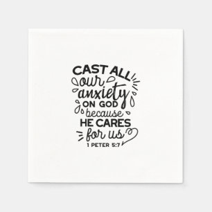 Cast All Your Anxiety – 1 Peter 5:7 Bible Verse Napkin