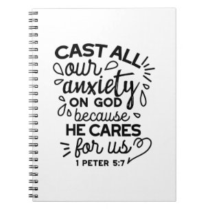 Cast All Your Anxiety – 1 Peter 5:7 Bible Verse Notebook