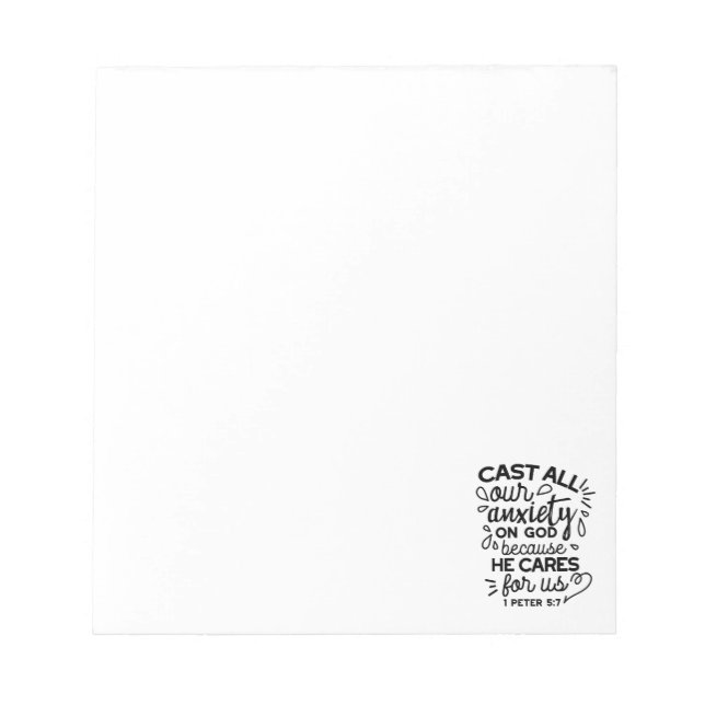 Cast All Your Anxiety – 1 Peter 5:7 Bible Verse Notepad (Front)