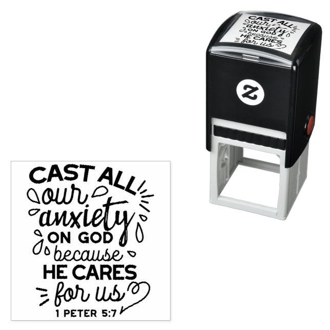 Cast All Your Anxiety – 1 Peter 5:7 Bible Verse Self-inking Stamp (In Situ)