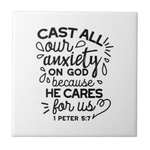 Cast All Your Anxiety – 1 Peter 5:7 Bible Verse Tile