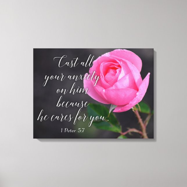 Cast all your Anxiety Christian Bible Verse Prayer Canvas Print (Front)