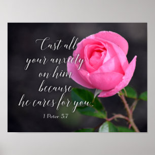 Cast all your Anxiety Christian Bible Verse Prayer Poster