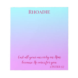 Cast all your Anxiety Inspirational Bible gift Notepad