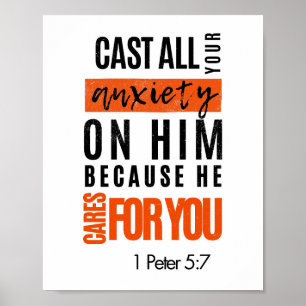 Cast All Your Anxiety On Him Bible Verse Poster