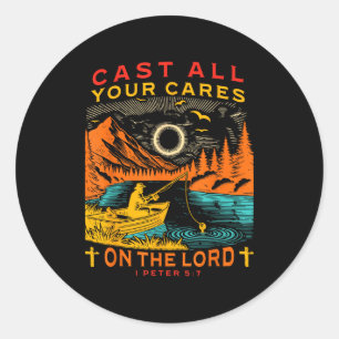 Cast All Your Cares On The Lord 1-peter 5_7 Retro Classic Round Sticker