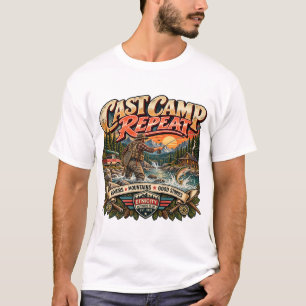 Cast Camp Repeat Vintage Fly Fishing Adventure T-Shirt