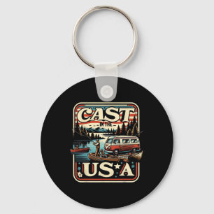 Cast In The Usa Vintage Fishing Adventure Key Ring