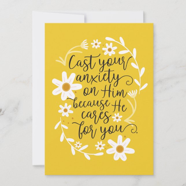 Cast Your Anxiety on Him because He Cares Card (Front)