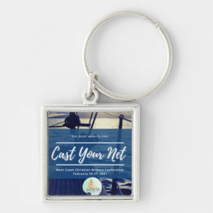 Cast Your Net Keyring with Ocean/Ship Artwork