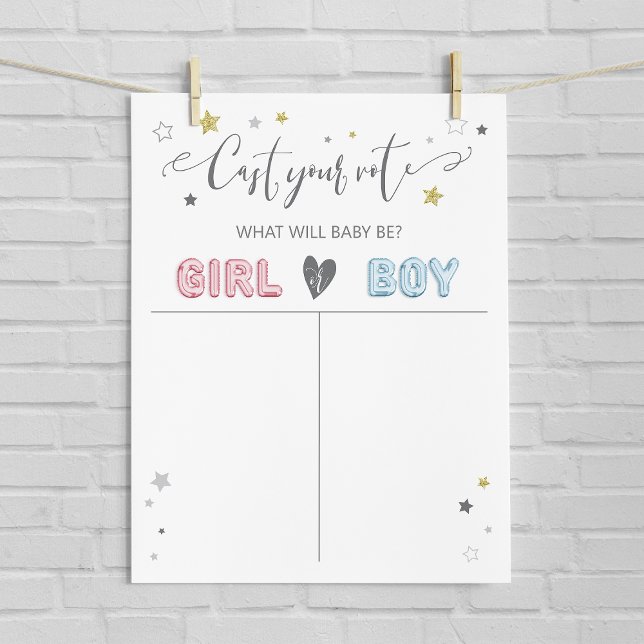 Cast your vote gender reveal sign, boy or girl poster (Creator Uploaded)