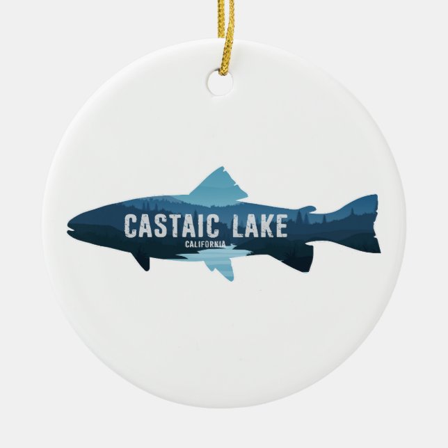 Castaic Lake California Fish Ceramic Tree Decoration (Front)