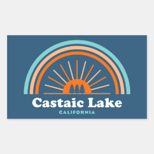 Castaic Lake California Rainbow Rectangular Sticker
