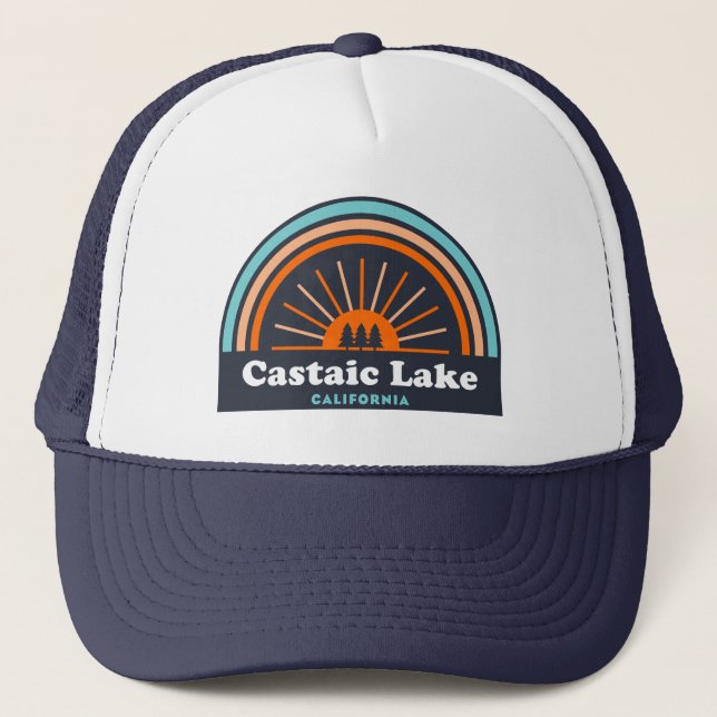 Castaic Lake California Rainbow Trucker Hat (Front)