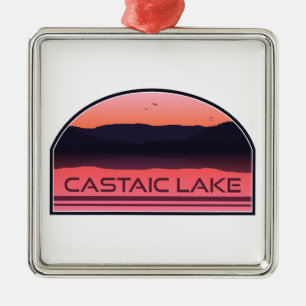 Castaic Lake California Red Sunrise Metal Tree Decoration