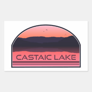 Castaic Lake California Red Sunrise Rectangular Sticker