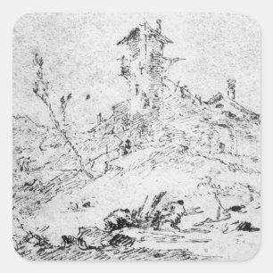 Castel Cogolo Per Andar a Trento (pen & ink on pap Square Sticker