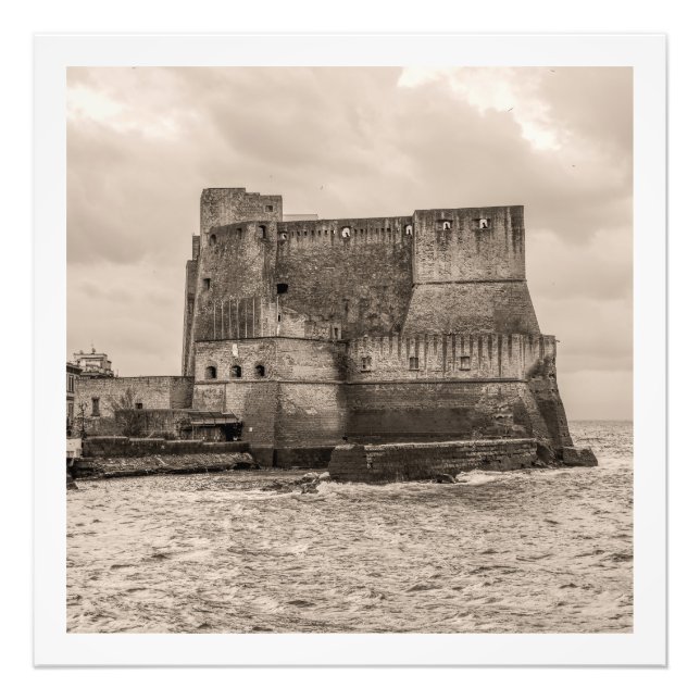 Castel dell'Ovo toned in sepia Photo Print (Front)