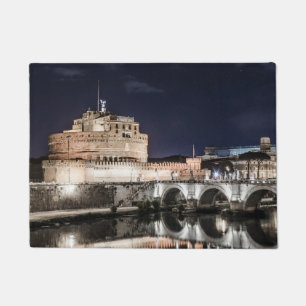Castel Sant Angelo at night in Rome Doormat