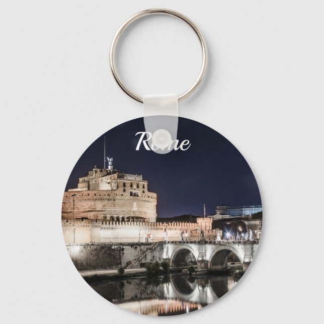 Castel Sant Angelo at night in Rome Key Ring (Front)