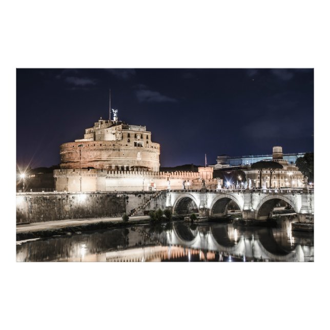 Castel Sant Angelo at night in Rome Photo Print (Front)