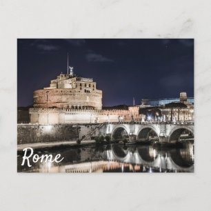 Castel Sant Angelo at night in Rome Postcard
