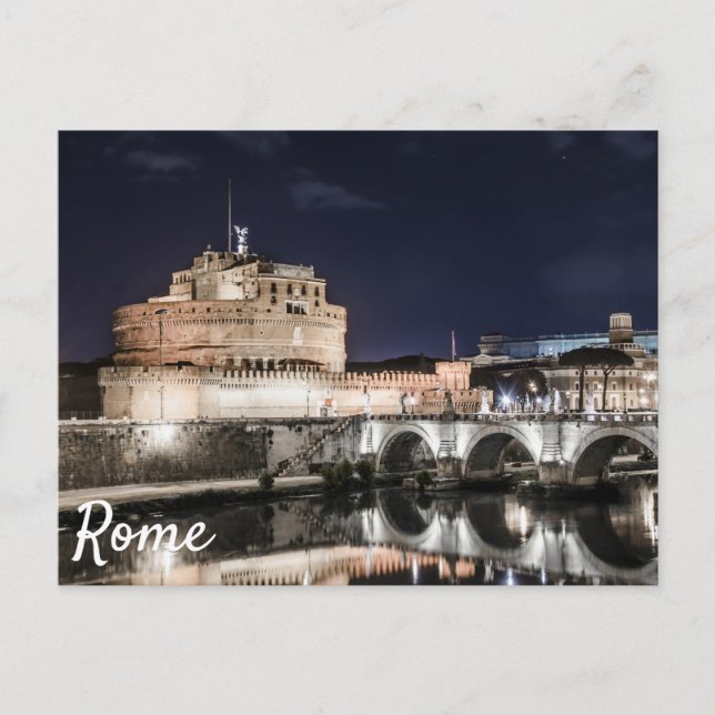 Castel Sant Angelo at night in Rome Postcard (Front)
