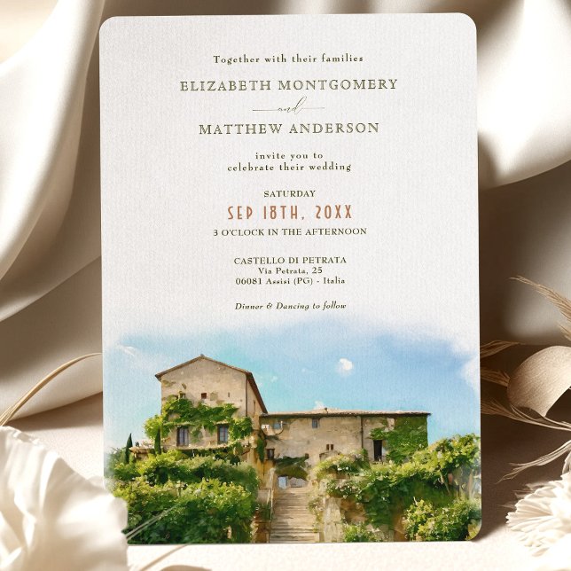 Castello di Petrata Assisi Italy Wedding Invitation (Creator Uploaded)