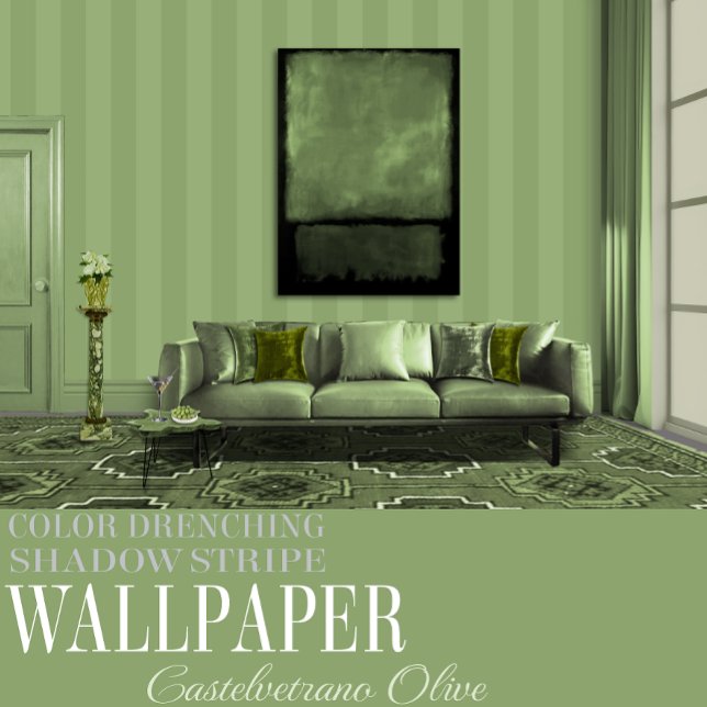 Castelvetrano Olive Six Inch Green Shadow Stripe Wallpaper (Creator Uploaded)