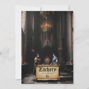 *~* Caster Mediaeval Theme AP88 2 KNIGHTS Birthday Invitation