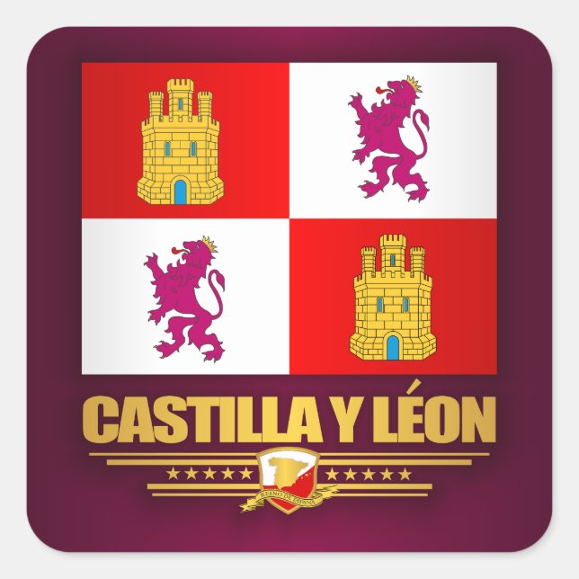 Castilla y Leon Flag Square Sticker (Front)