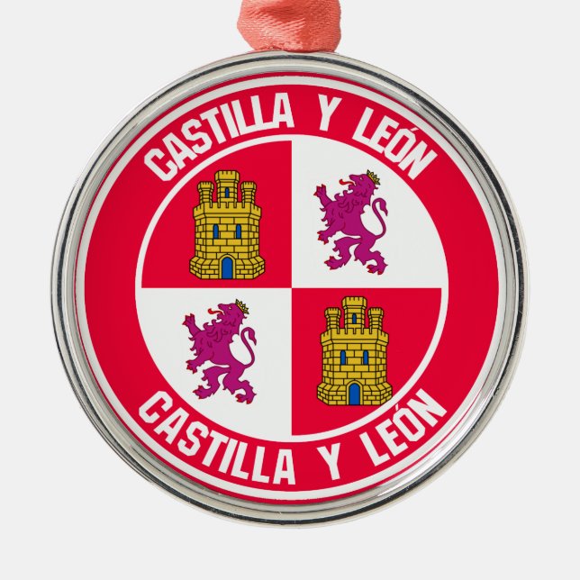 Castilla y León Round Emblem Metal Tree Decoration (Front)