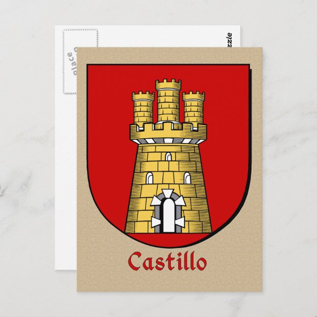 Castillo Ancestral Heraldic Shield Postcard (Front/Back)