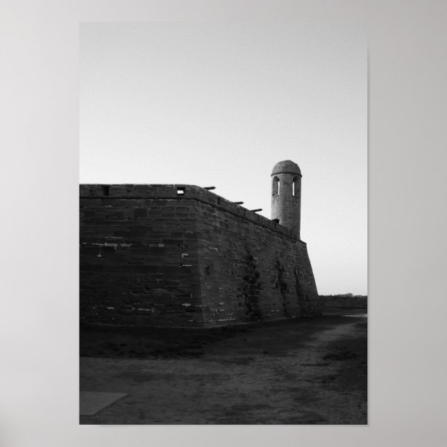 Castillo de San Marcos St. Augustine Florida B&W Poster (Front)