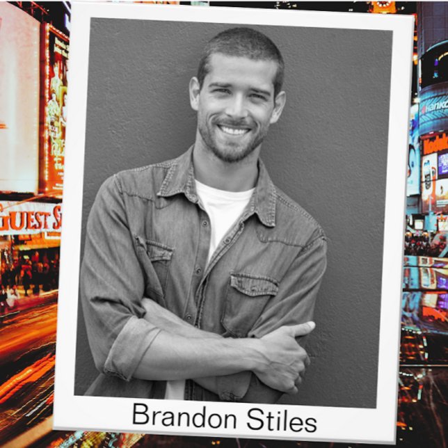 Casting Call Headshots 8x10 Black White Conversion Photo Print (Black and white actor headshots for theatrical auditions, stage plays, casting calls standard layout)