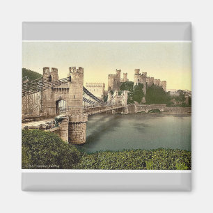 Castle and suspension bridge, Conway (i.e. Conwy), Magnet