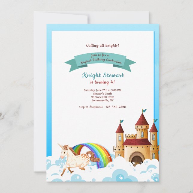 Castle and Unicorn Invitation (Front)