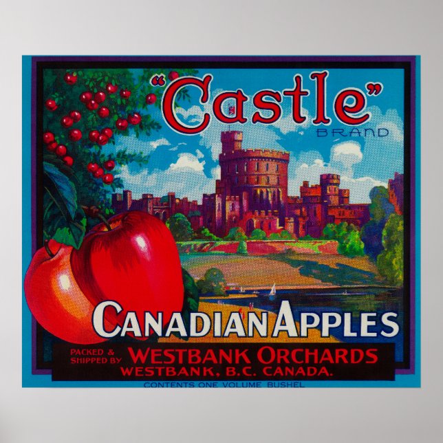 Castle Apple Label - Westbank B.C. Canada Poster (Front)