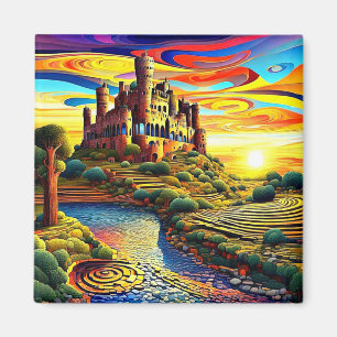 Castle at sunset 3 magnet
