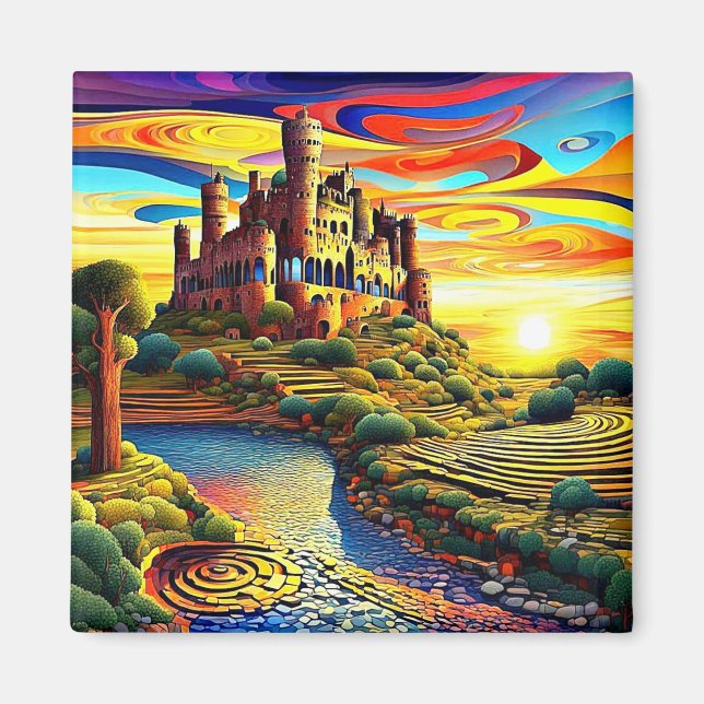 Castle at sunset 3 magnet (Front)