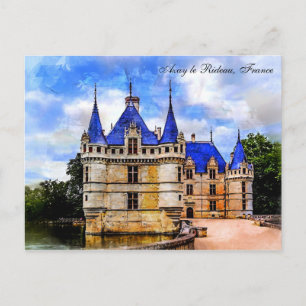 Castle Azay le Rideau, Loire Valley, France. Postcard
