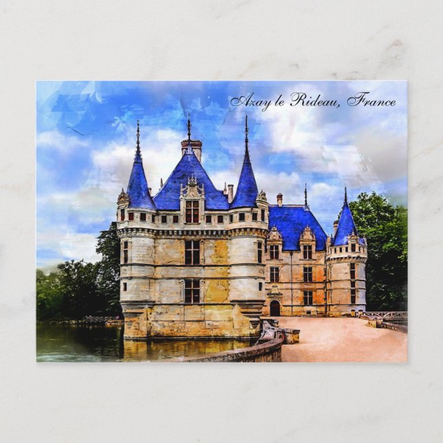 Castle Azay le Rideau, Loire Valley, France. Postcard (Front)